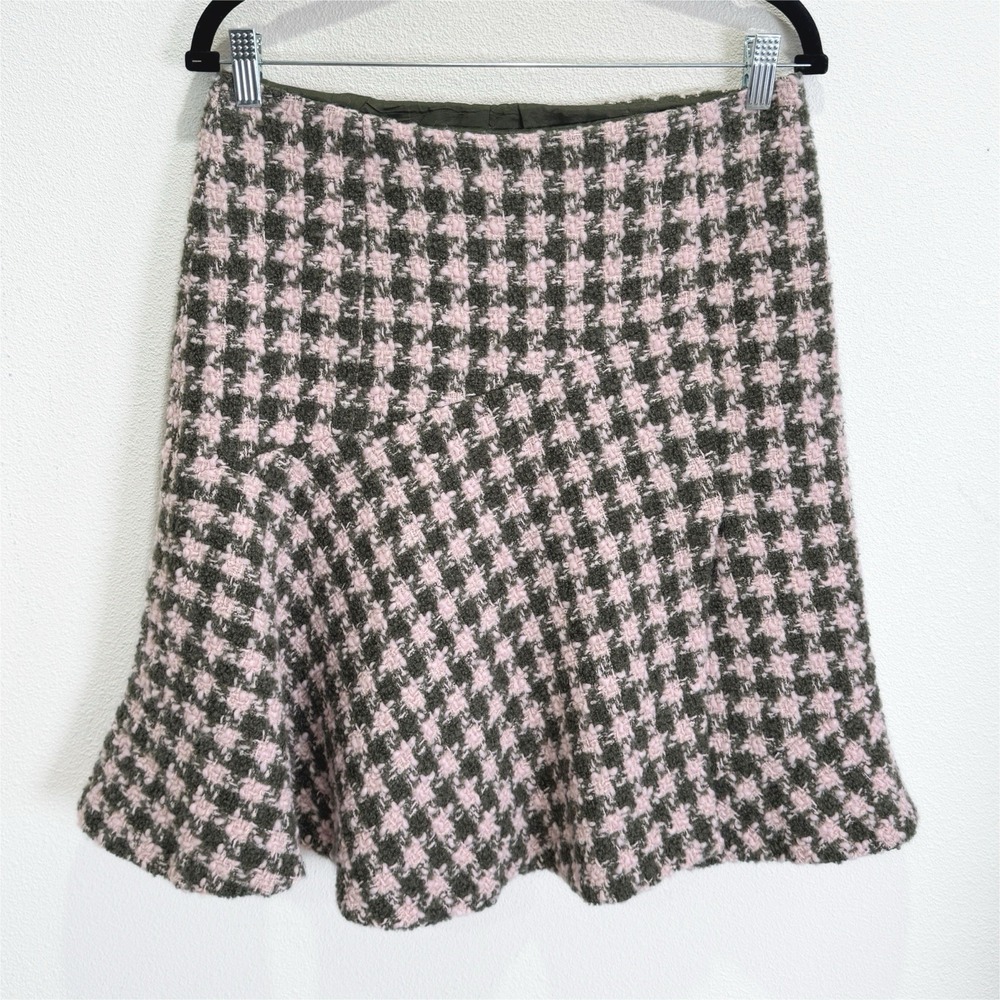 Vtg INC International Concepts Skirt‎ Womens 8 Pink Green Tweed Preppy Feminine